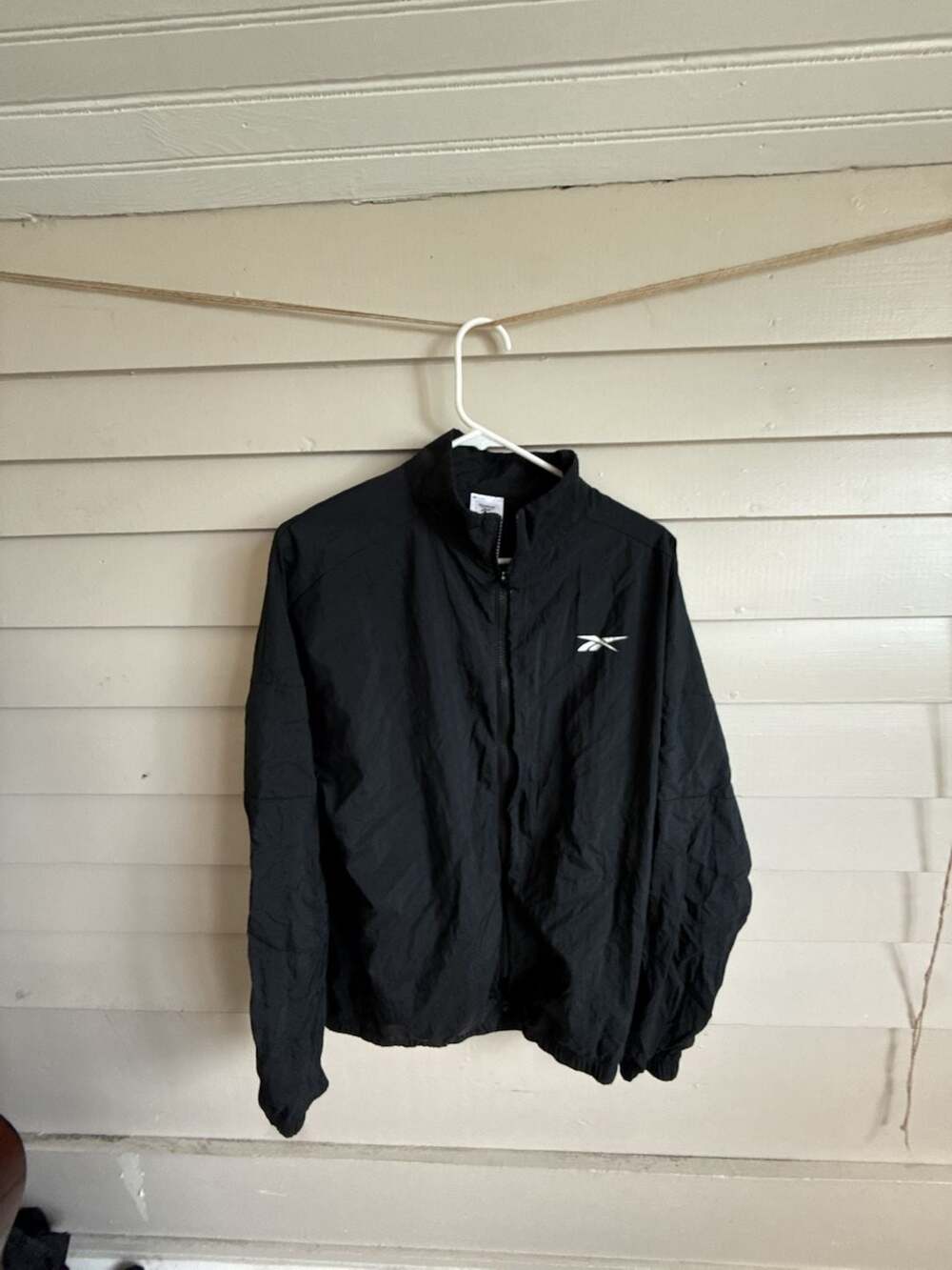 Vintage Track style Reebok Windbreaker Jacket Size M Black